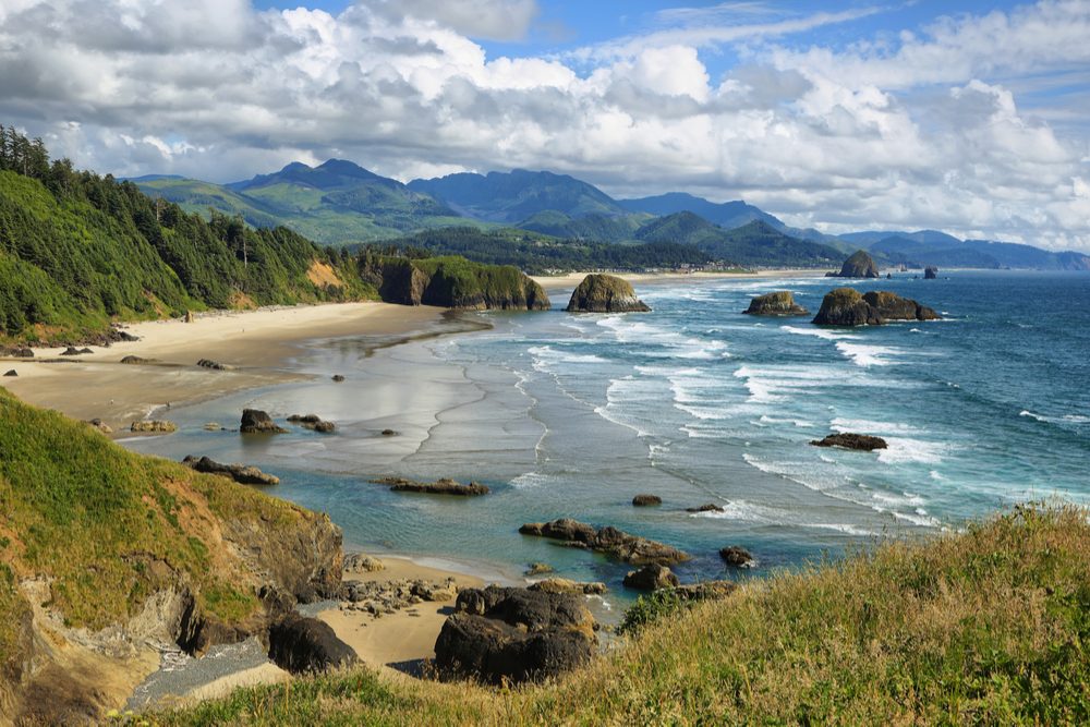 View of Cannon Beach and Indian beach in Ecola State park Oregon