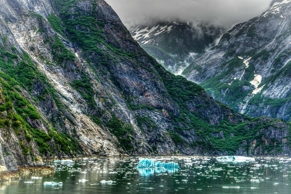 Alaska's Tracy Arm from the water, with mountains and water