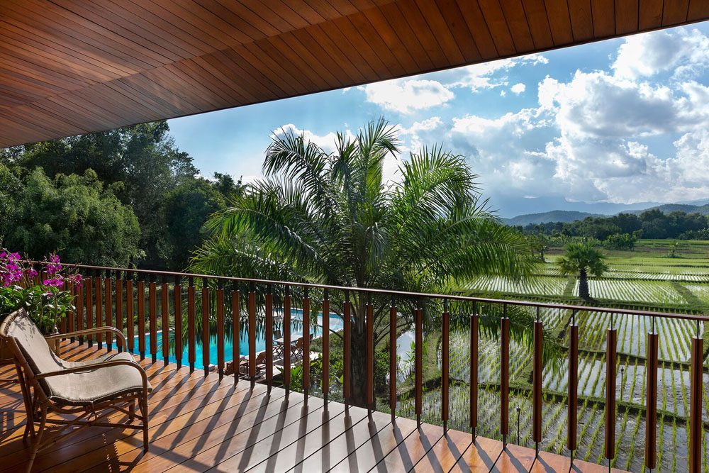 Balcony view from one Pa Sak Tong's villas in Chiang Rai, Thailand