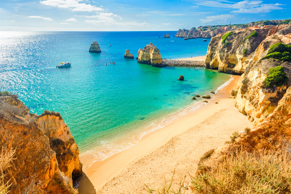 Beautiful sandy beach near Lagos in Ponta da Piedade, Algarve region, Portugal