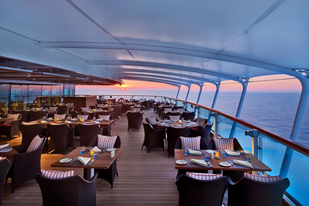 The Colonnade dining area on the Seabourn Ovation cruise ship