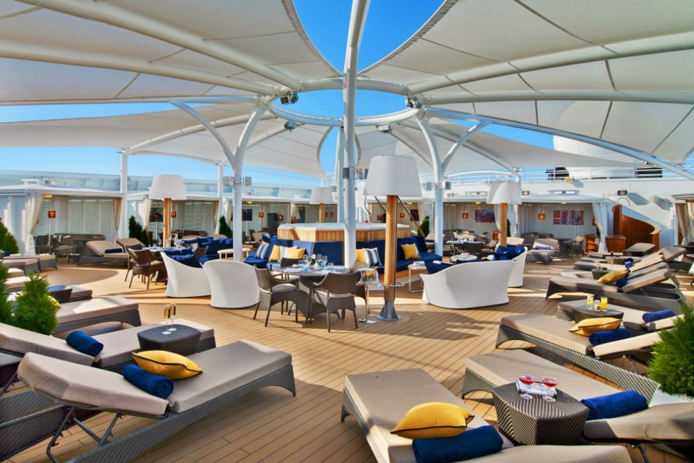 The Retreat lounge area on the Seabourn Ovation cruise ship