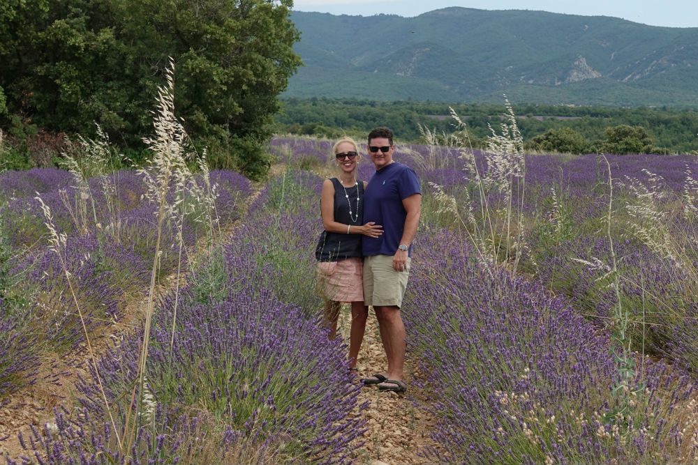 two people in a lavender field in Provence France