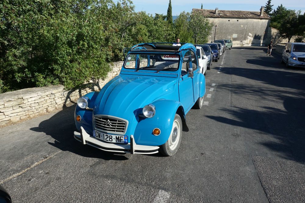 blue classic Citroën 2CV car in Provence France