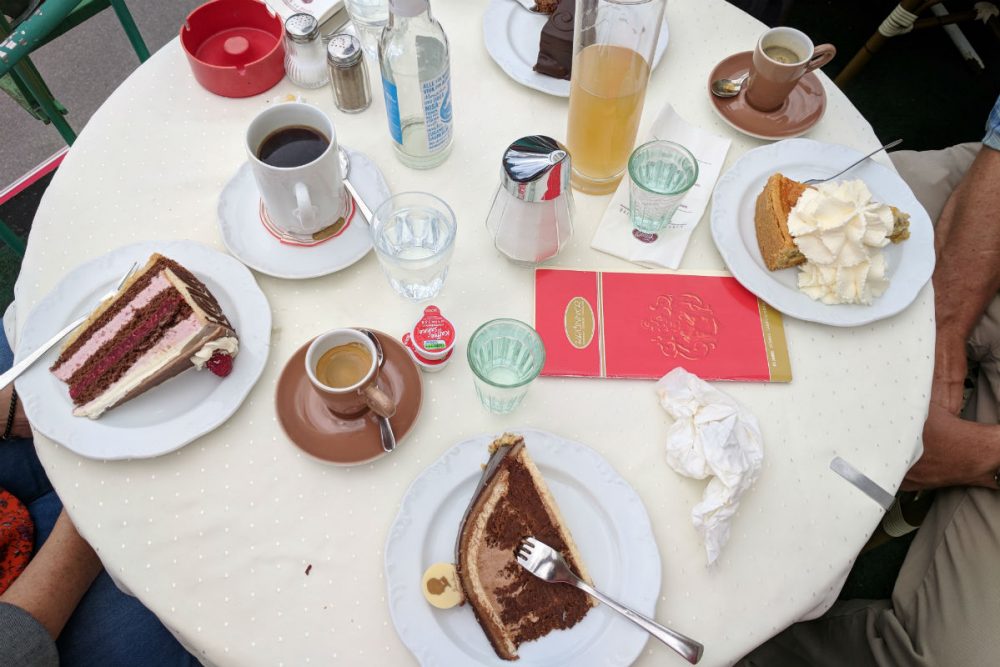 bakery items on a round table in Bavaria