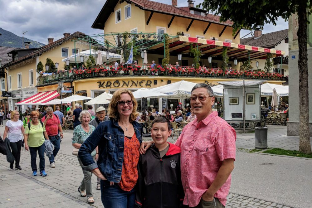 family in Bavaria town