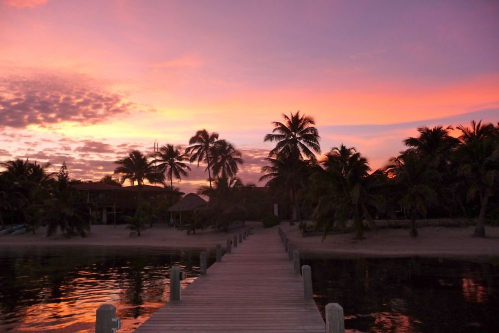 sunset in Belize at Ambergris Caye