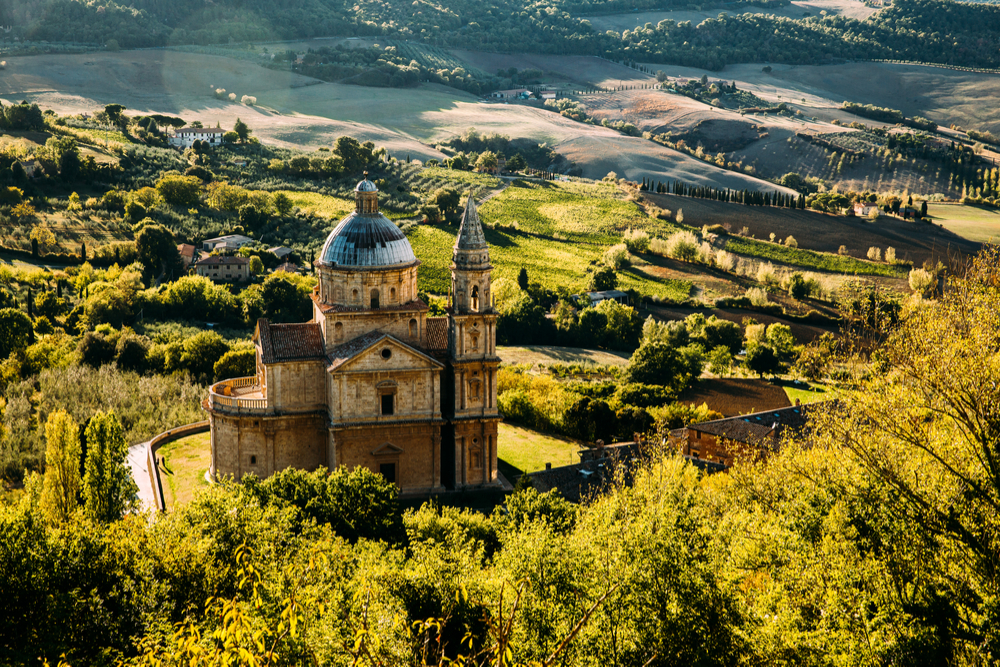 Chiesa di San Biagio standing in a green landscape of Montepulciano Italy Tuscany