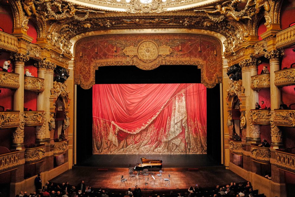 interior view of the stage at Palais Garnier, Opera National de Paris France