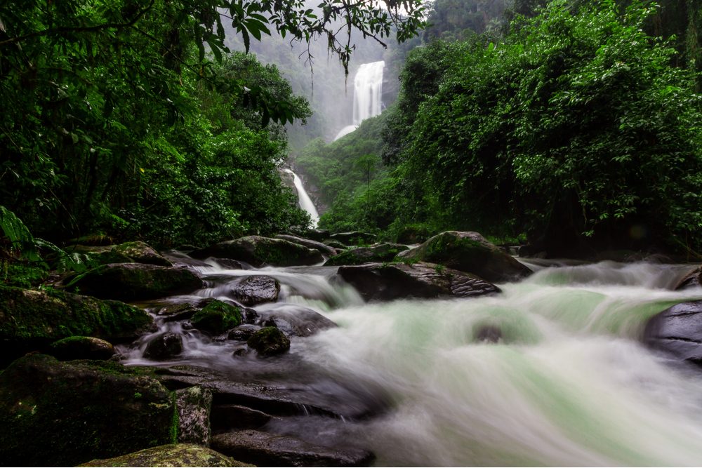 Long Exposure shot at Deer Waterfall - Serra da Bocaina.Waterfall located in Trail of gold the ancient path used by the Portuguese in the extraction of Gold. Brazilian Highlights. São José do Barreiro. - Image