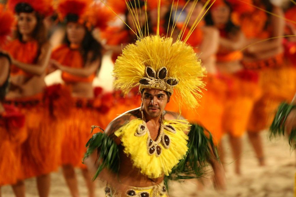 Heiva group dancing contest in Tahiti