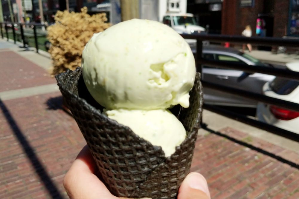 avocado ice cream cone from Mister in Vancouver