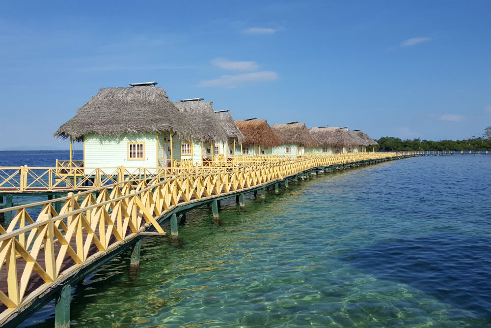 pier and overwater bungalows in Bocas del Toro Panama