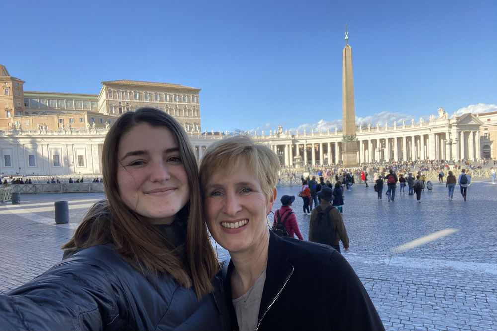 tourist selfie in St. Peters Square Vatican City Rome