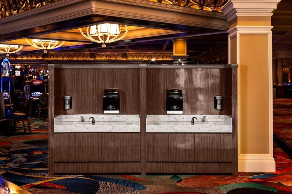 handwashing stations at MGM Resorts hotels for coronavirus safety