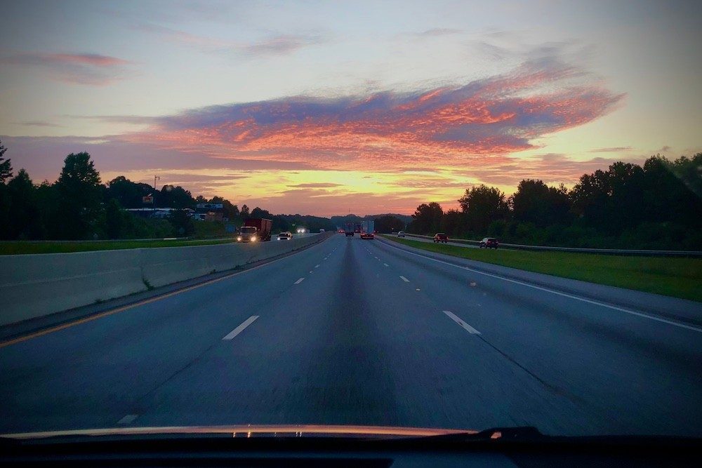 Sunrise in Spartanburg, S.C. Road Trip, Wendy Perrin Covid-19