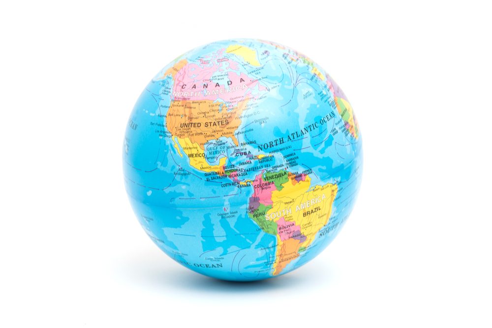 World globe ball on the white background
