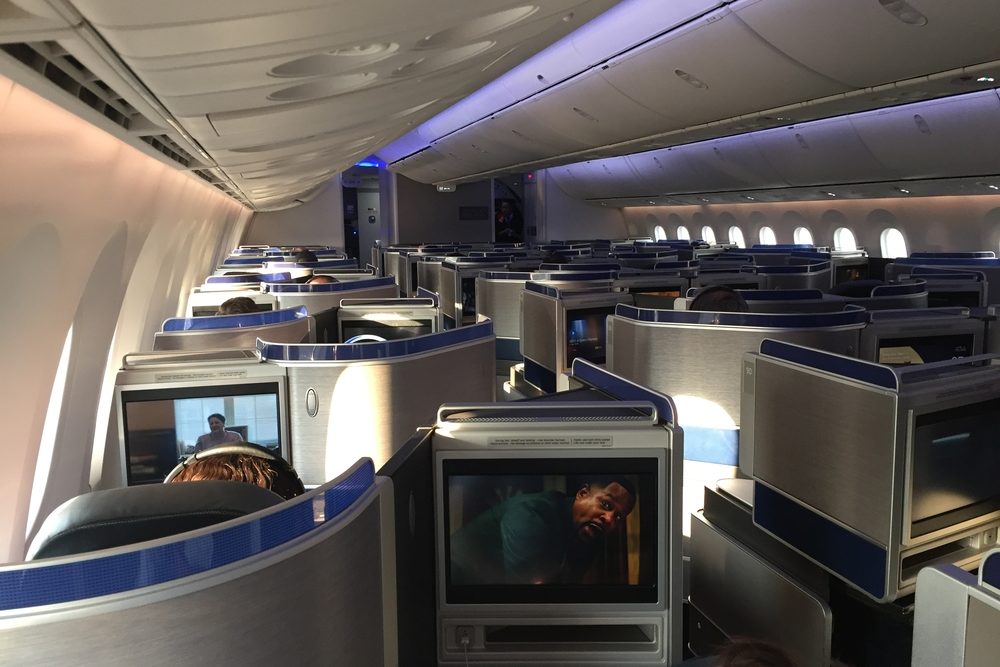 United Airlines 787 Dreamliner Polaris business class cabin Flight from Newark to San Francisco during coronavirus Wendy Perrin boys