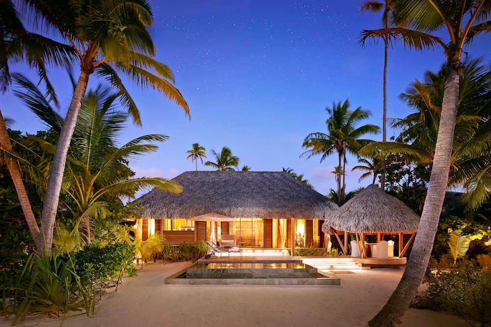 Brando Resort Tahiti- villa at sunset