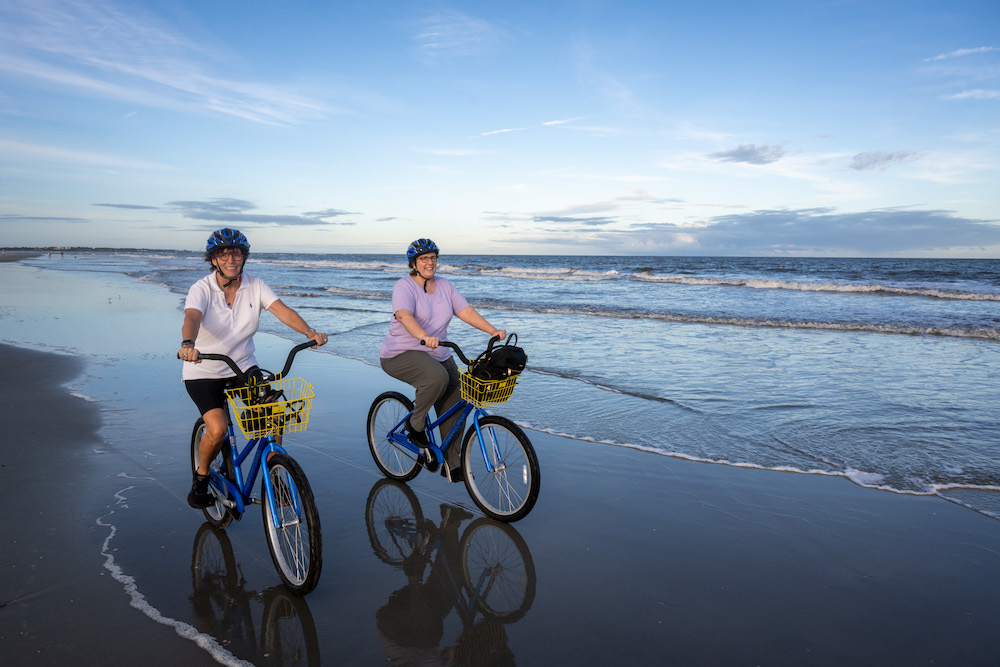 St Simons Island Georgia biking on beach