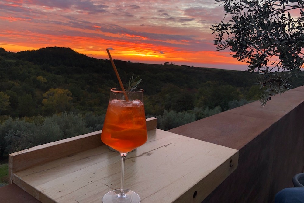 A spritz at the outdoor deck at the San Canzian hotel in Istria Croatia