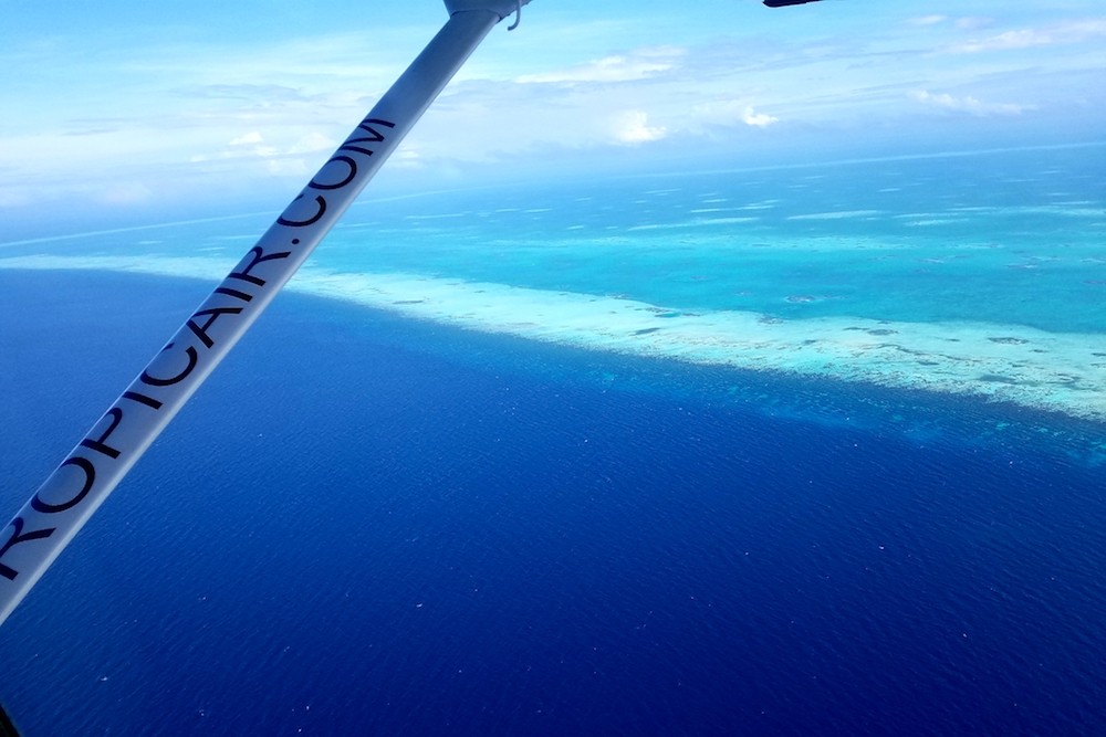 Flying over Glover's Atoll Belize 