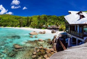beach and rocks at Anse Source d'Argent beach Seychelles