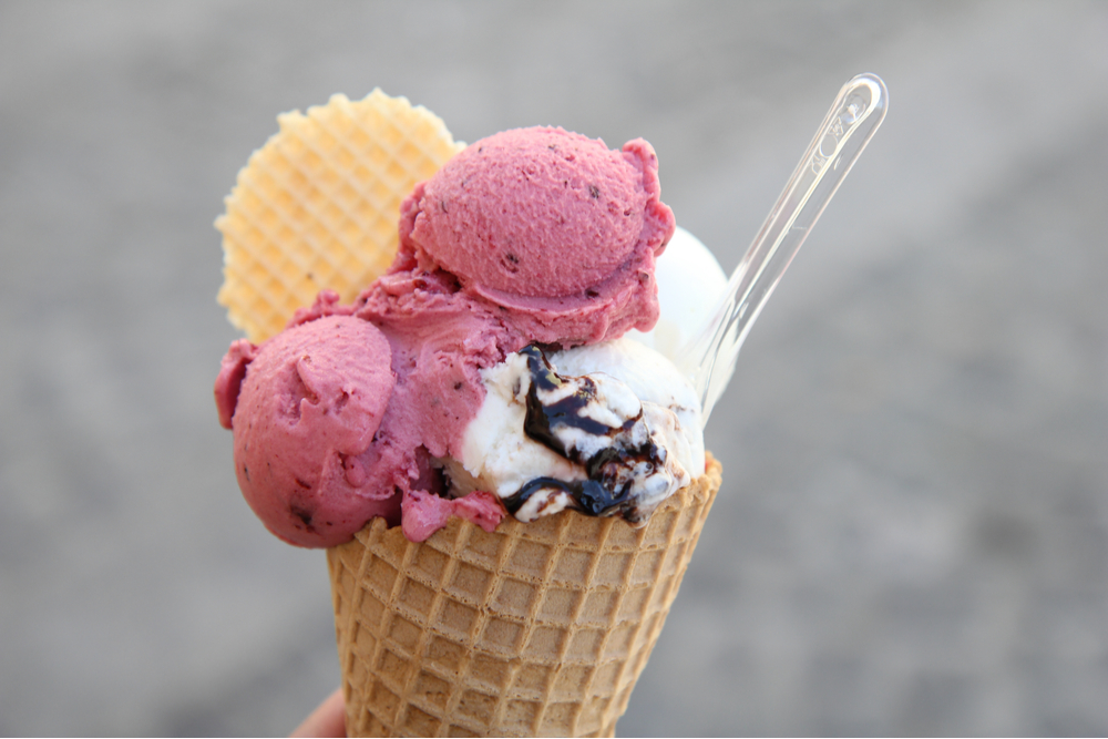 Enjoying a gelato cone in Rome.