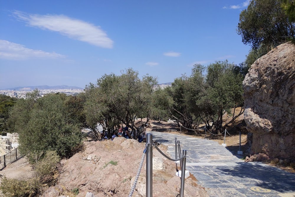 Empty path to the Acropolis Athens Greece