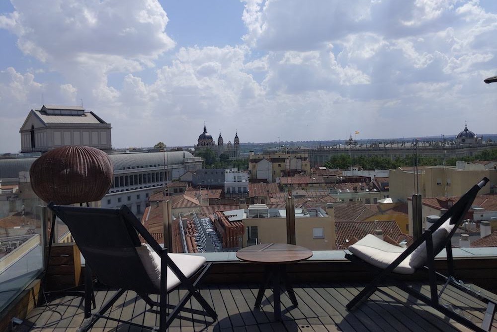 Madrid Spain rooftop view from hotel Palacio de los Duques Gran Meliá