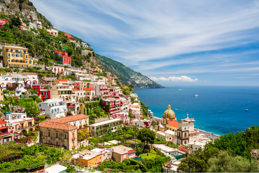 View of Positano on the Amalfi Coast, Italy.