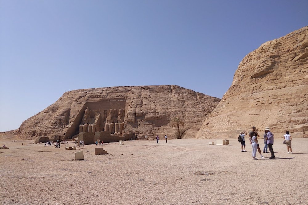 view of Abu Simbel mountain temples in Egypt