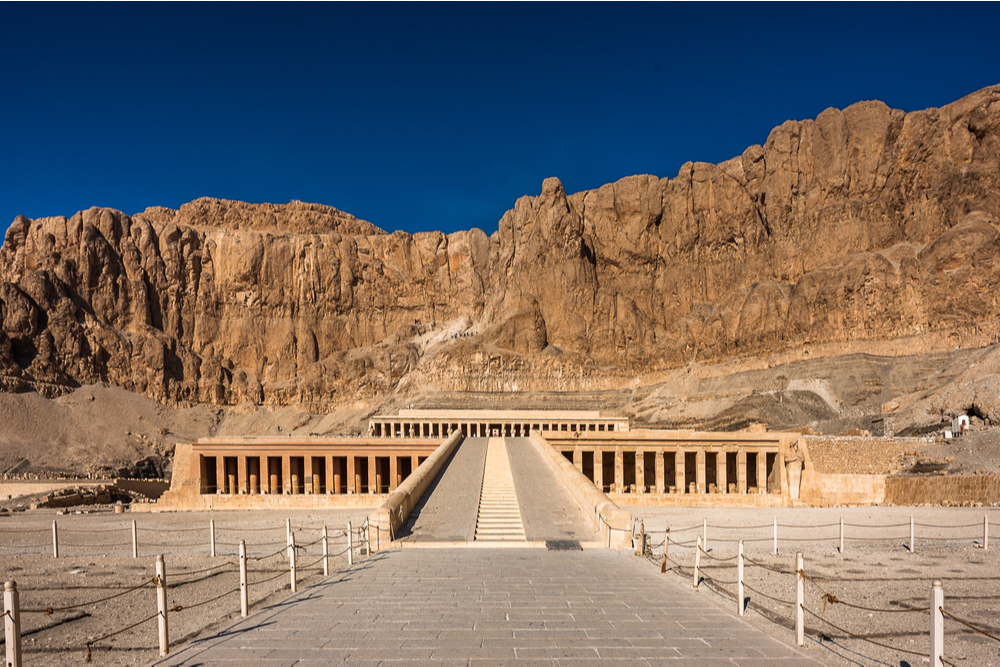 Part of the Mortuary temple of the Queen Hatshepsut (Dayr el-Bahari or Dayr el-Bahri), Western Bank of the Nile