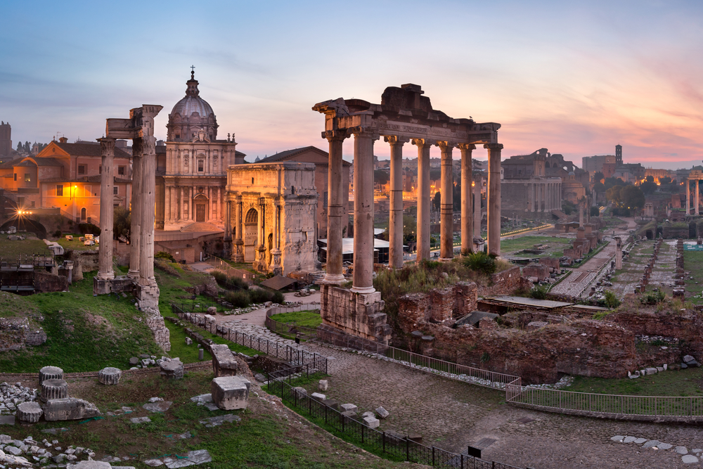 Panorama of Roman Forum (Foro Romano) in the Morning, Rome, Italy