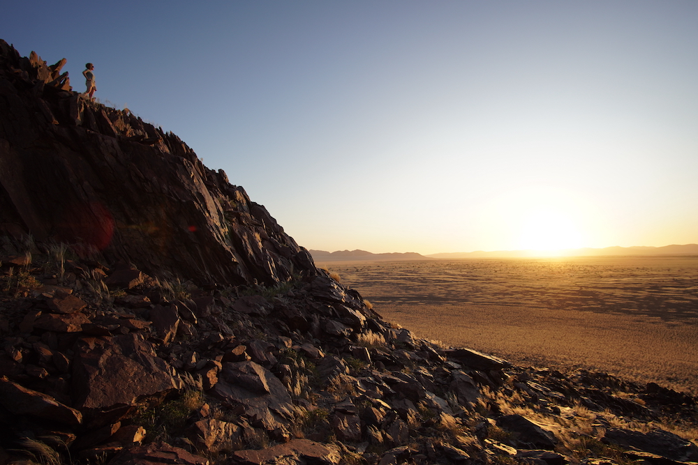 Sunset from a rocky outcropping near Little Kulala camp Namibia