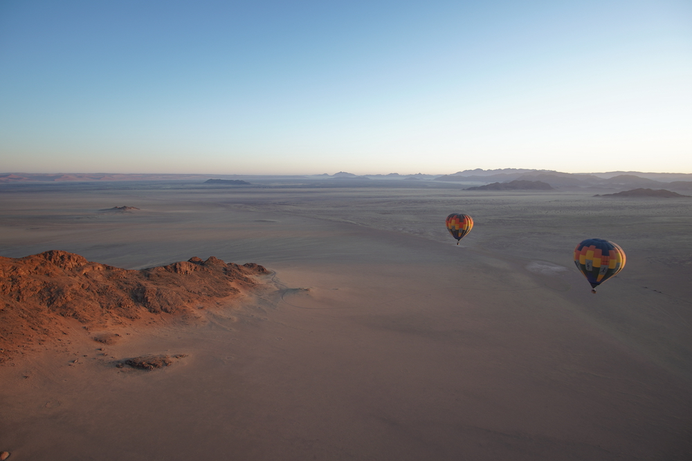 Sunrise ballooning over the Namib Desert Namibia