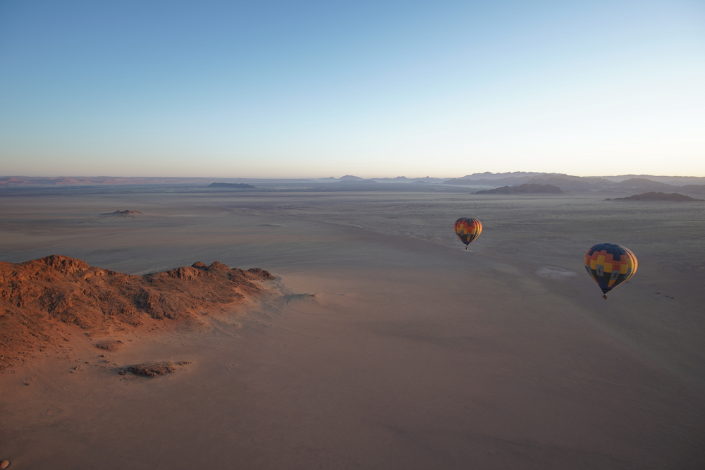 Sunrise ballooning over the Namib Desert  Namibia