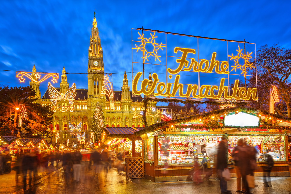 Traditional Christmas market in Vienna, Austria.