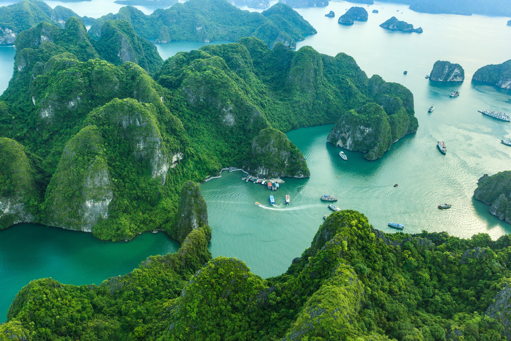 Islands and islets in Ha Long Bay, Vietnam.