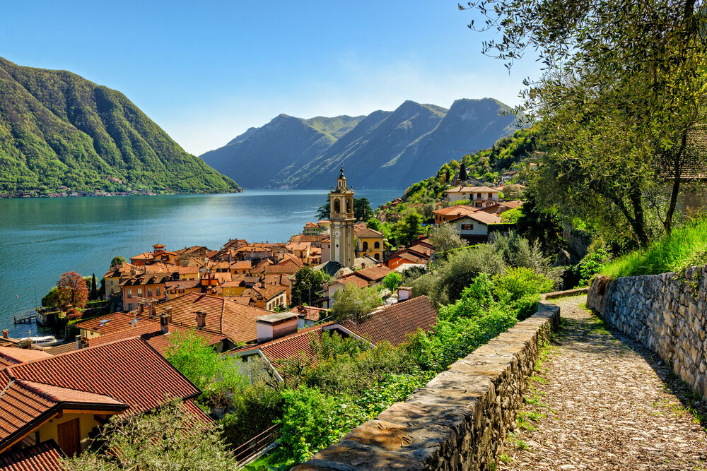 View of the Lake Como Greenway on a sunny day.