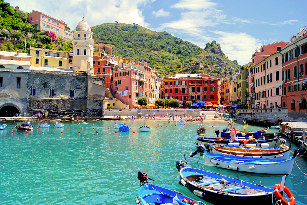 Colorful harbor at Vernazza, Cinque Terre, Italy.