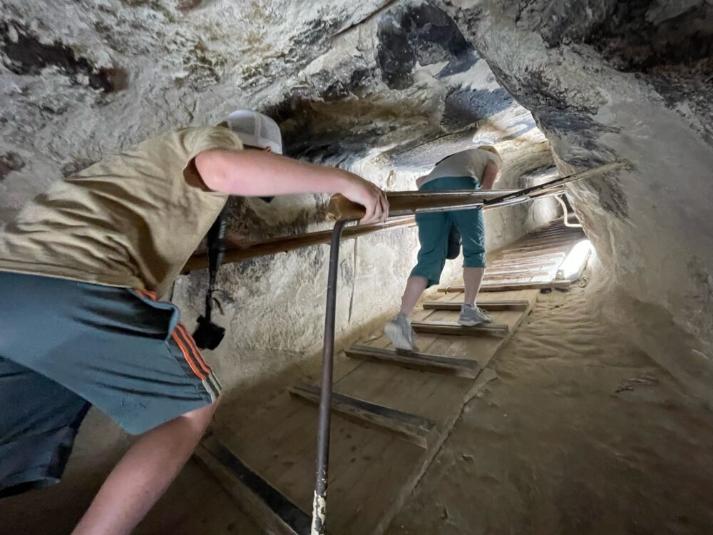 Navigating the passageways inside the Great Pyramid.