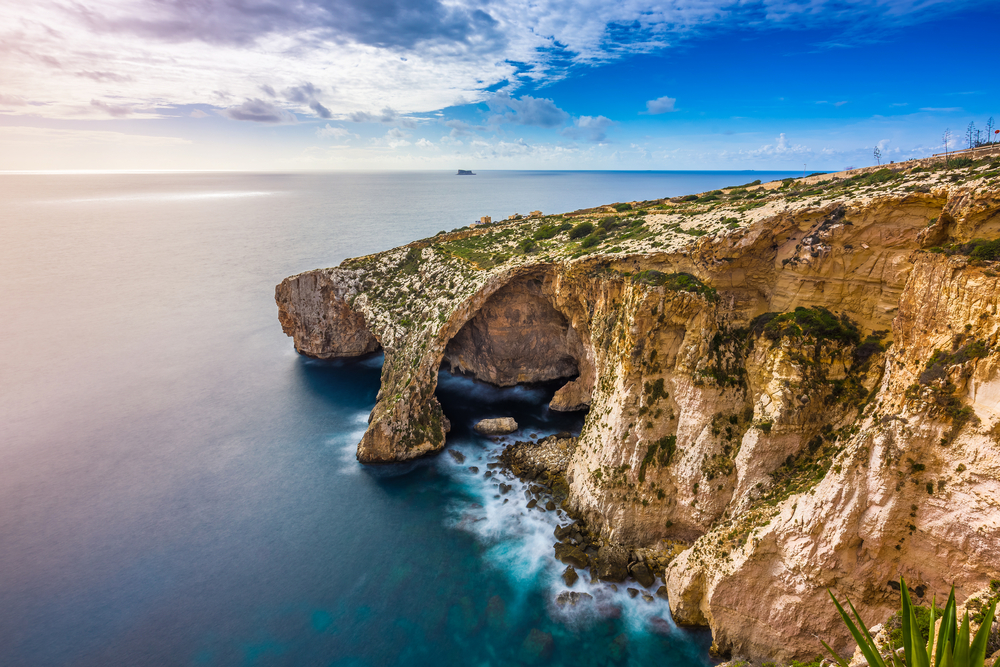 The famous arch of Blue Grotto in Malta.