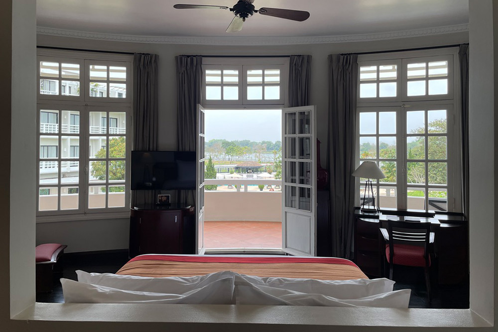 A room at the Azerai La Residence Hue overlooking the sea