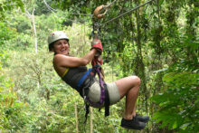 Irene Edwards on a zip line