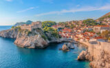 Panoramic view of Fortresses Lovrijenac and old town of Dubrovnik, Croatia.