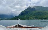 View of French Polynesia land from Windstar Owner's suite balcony.