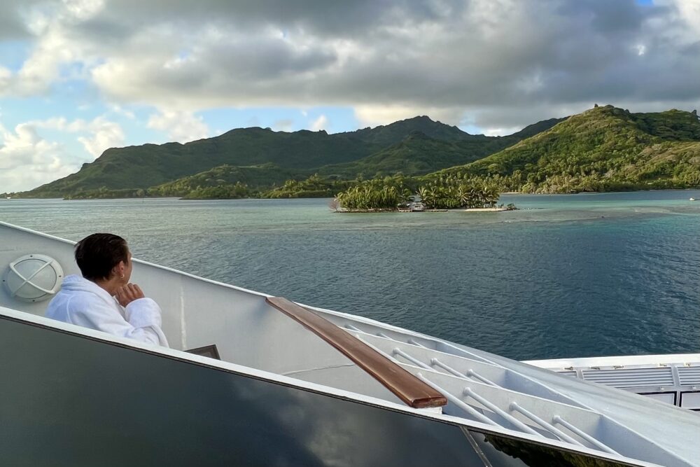 View of Tahiti from Windstar Star Breeze's balcony.
