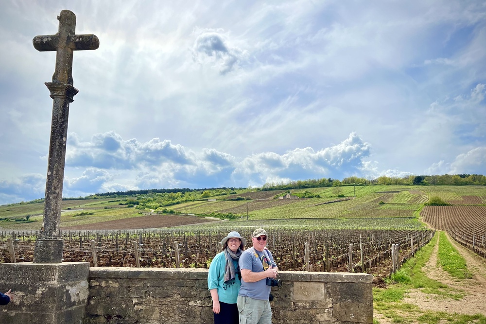 Wendy and Tim in the Romanee Conti winery in Burgundy.