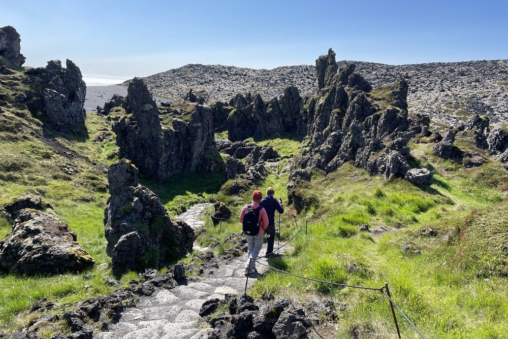 Brook and family hike the path from Hellnar to Arnarstapi on Iceland’s Snæfellsness Peninsula.